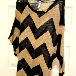Women’s PinkBlush Maternity Dolman Top, Tan and Black Chevron Print
